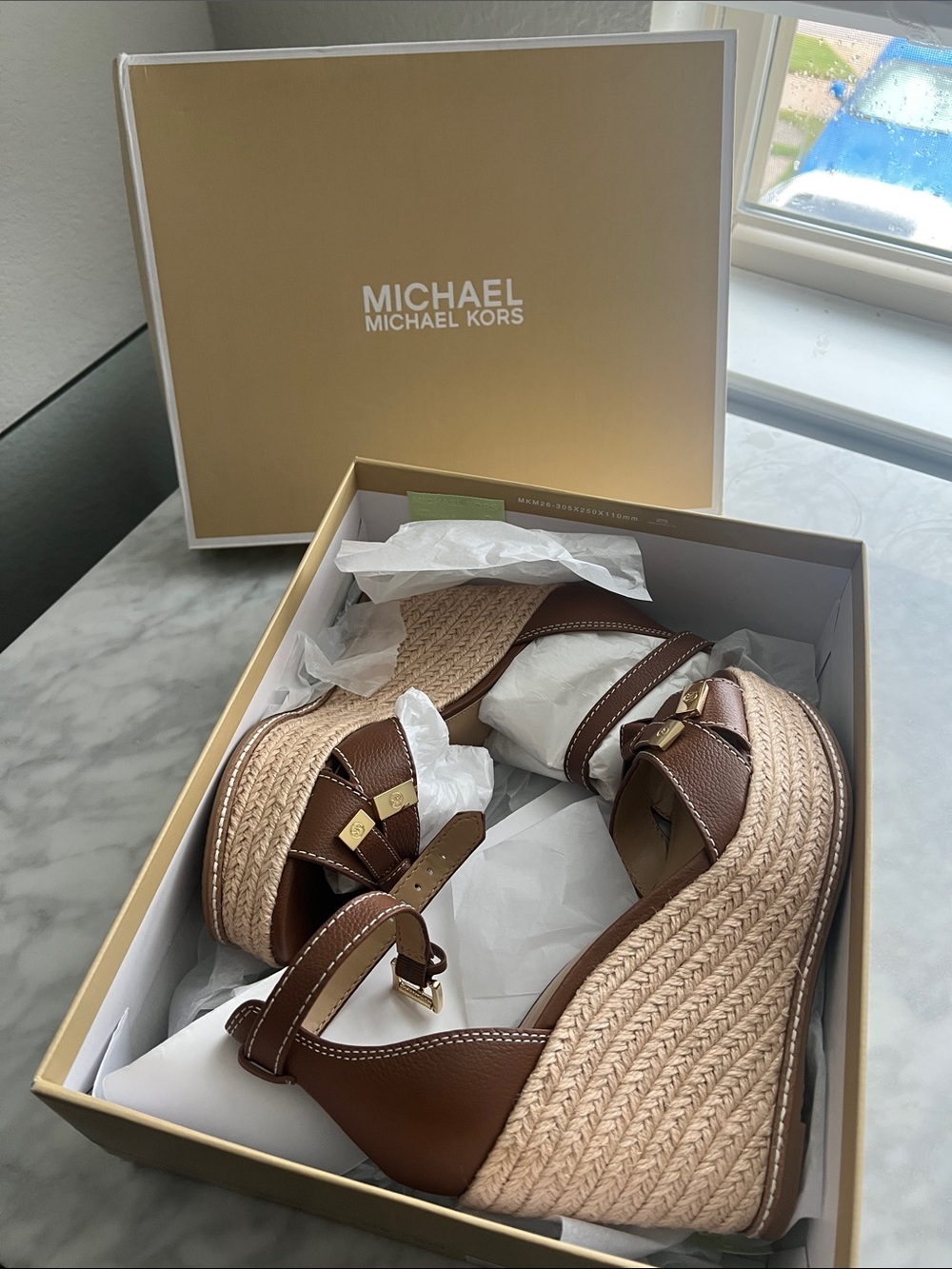 MICHAEL Michael Kors Ripley Wedge in Luggage Color- brand new in box